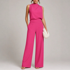Women's Wide-Leg High-Neck Jumpsuit | Elegant Sleeveless Statement Jumpsuit