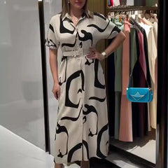 Women's Printed Long Shirt Dress | Elegant Timeless Maxi Dress