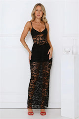 City Goddess Lace Maxi Dress Black