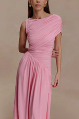 Ayeshya Slinky Asymmetric Maxi Dress - Candy Pink