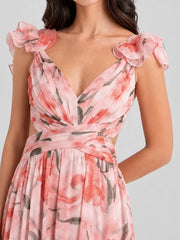 Watercolor Floral Cut-out Maxi Dress