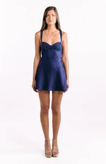 Jazzy Navy Contrast Rhinestone Mini Dress