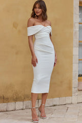 Lillianne Off-Shoulder Midi Dress White