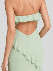 Ruffle Cutout Strapless Maxi Dress