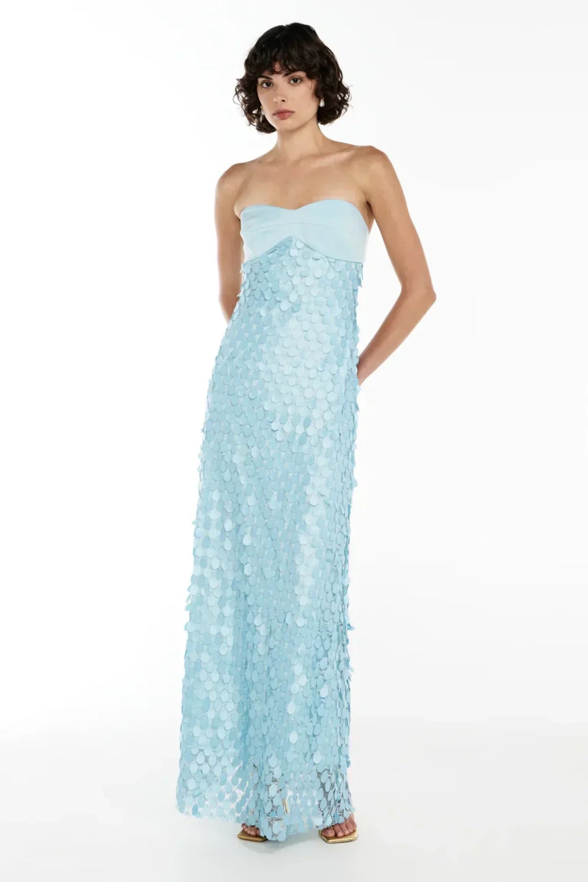 Duttini | Sculpted Petal Texture Strapless Evening Dress