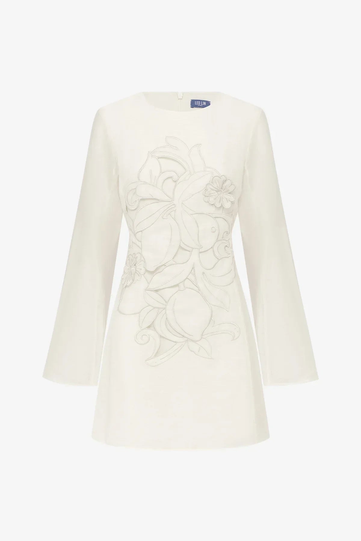 Suzanne Appliqué Bell Sleeve Mini Dress - Snow