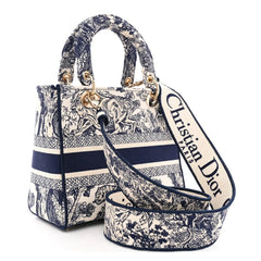 Toile de Jouy Embroidered Medium Lady D-Lite Blue