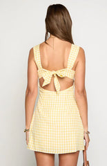 Layla Yellow Gingham Tie Back Mini Dress