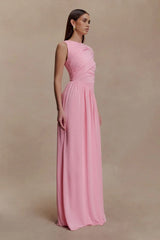 Ayeshya Slinky Asymmetric Maxi Dress - Candy Pink