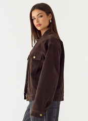 Jeremy Faux Suede Biker Jacket - Dark Chocolate