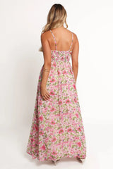 Cascade Halterneck Maxi Dress - Carmine Rose
