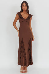 Zerai Ruffle Trimmed Maxi Dress Chocolate