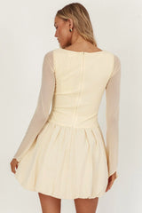 Elowin Long Sleeve Bubble Hem Mini Dress Cream