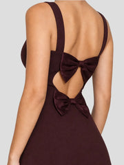 Open Back Bow Detail Square Neck Mini Dress