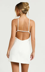 Teagan Mini Dress - Cut Out Low Back Bodycon Dress in White