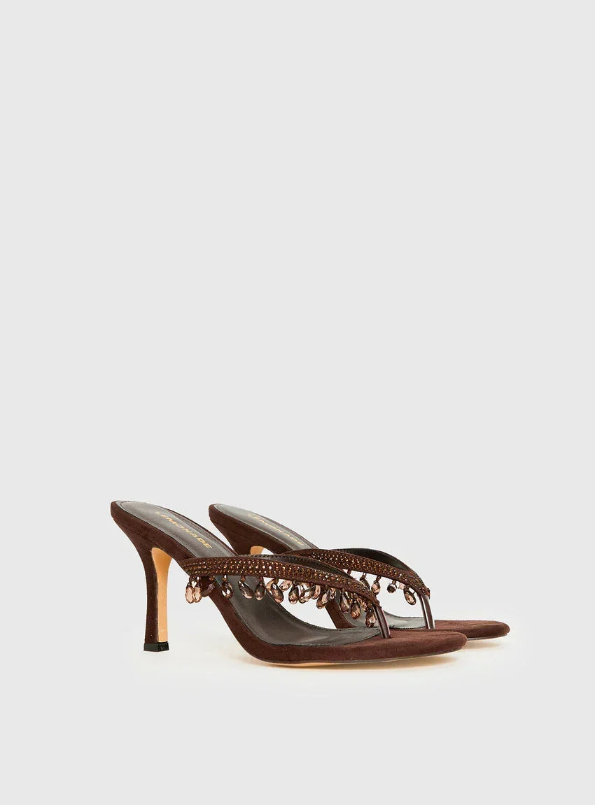 Ameliah Tassel Heels Brown