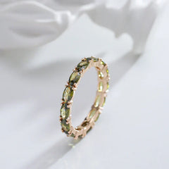 Women's Olive Cubic Zirconia Eternity Ring | Gold-Plated Marquise Stone Band