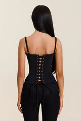 The Everly Lace Up Corset Top in Black