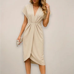 Women's Wrap Midi Dress | Elegant Fluid Wrap Dress