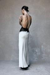 Dinah Lace And Satin Maxi Dress - Black/Ivory