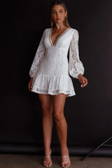 Summer Wine Long Sleeve Lace Dress White