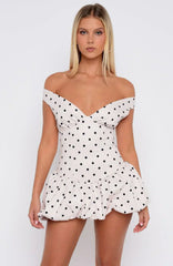The Moment I Met You Mini Dress Cream/Black Polka Dot