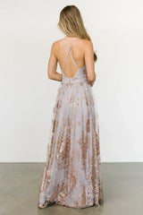 Lucienne Shimmer Maxi Gown | Dusty Lilac + Rose
