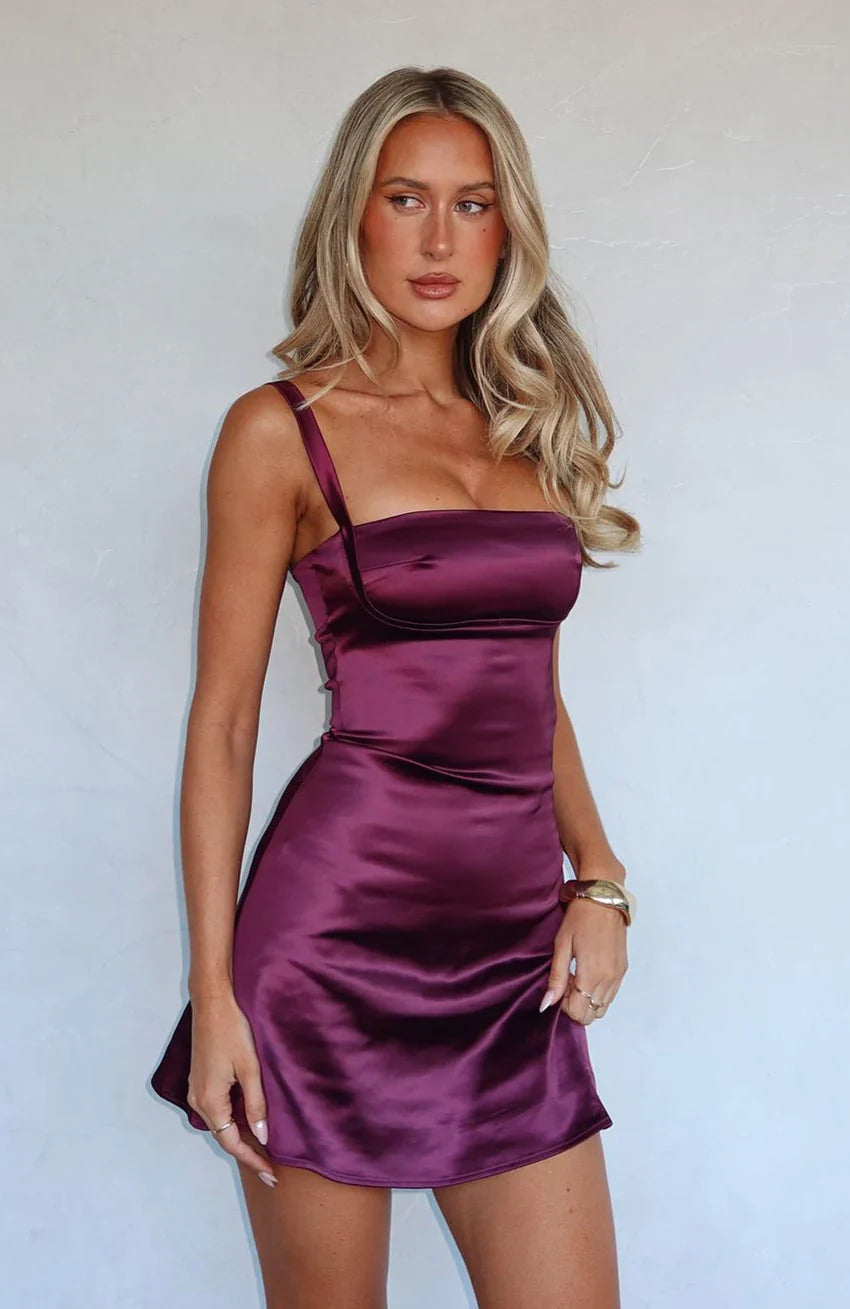 Just A Girl Mini Dress Deep Plum