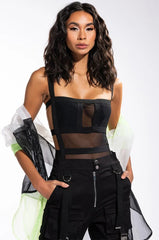 ALEXA MESH SQUARE NECK SLEEVELESS BODYSUIT