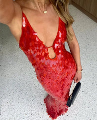 Women's Sequin Backless Evening Dress | Glamorous Open-Back Party Dress