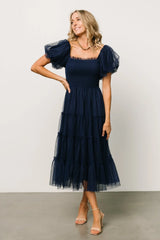 Liv Tulle Midi Dress | Navy