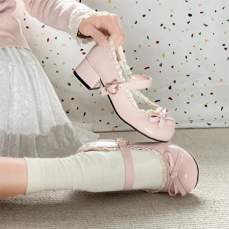 Mary Jane Bow Leather Flats