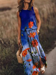 Women's Sleeveless Flowing Maxi Dress | Elegant Lightweight Summer Dress