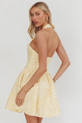 Serrah Halter Mini Dress Jacquard Butter