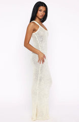 Trying To Forget Me Knit Maxi Dress Cream